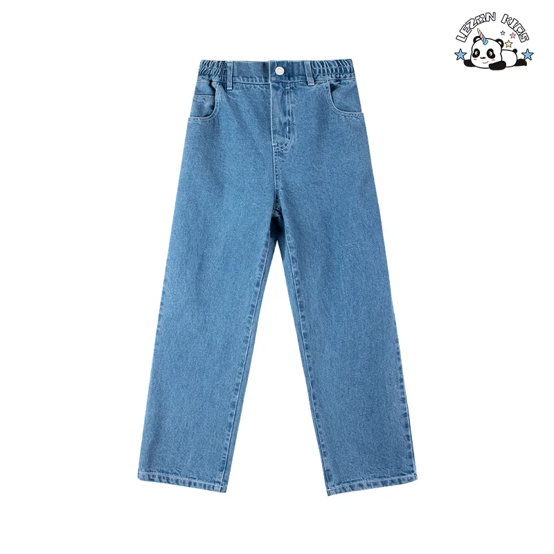 LEZONKIDS - Children's Denim Jean Shirt Straight Loose Pants Casual Two-piece Suit Boys Denim Clothing Set
